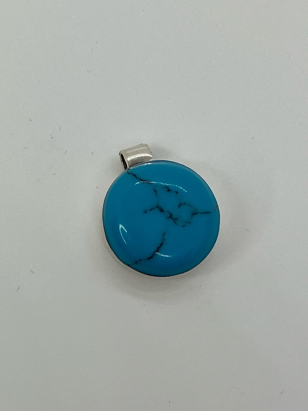925 Sterling Silver Mexican Turquoise Cabochon Pendant